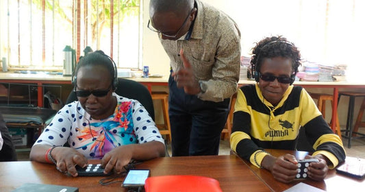 Blind students in Nigeria using the Hable One